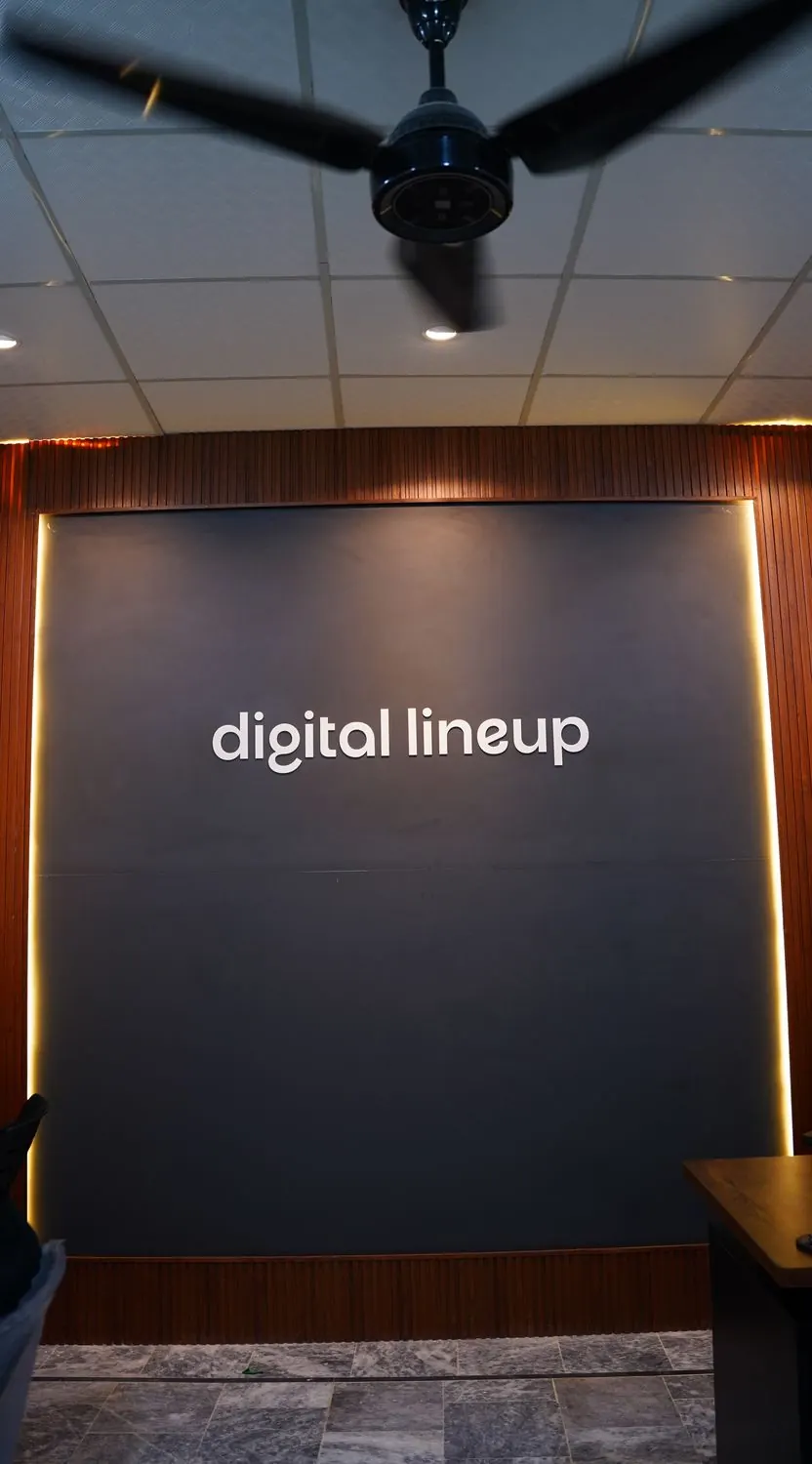 The Digital Lineup studio wall in Multan