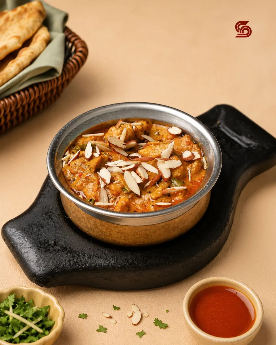 Chicken karahi in a cast iron pot