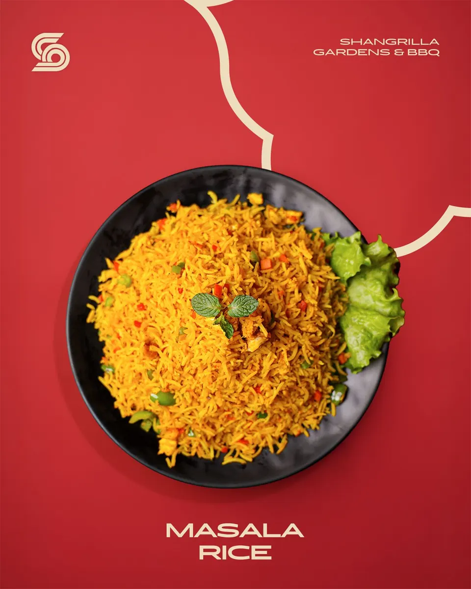 Masala rice, top down